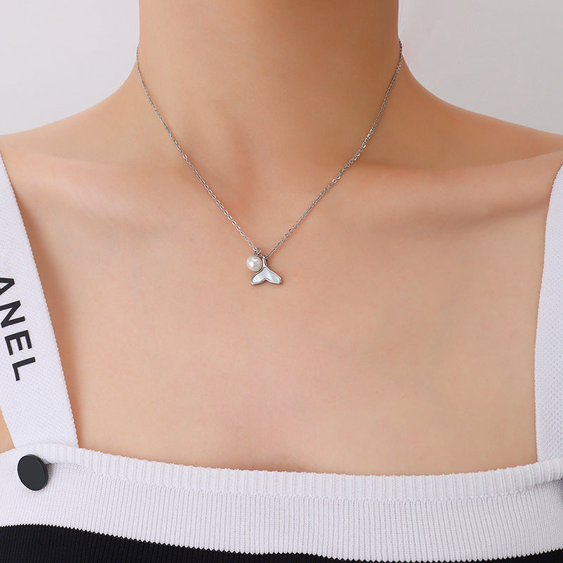 Mode Edle Schmuck Perlen Walflosse Cameo Muschel Charms Kette Halsreifen Anhänger Für Frauen