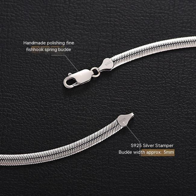 Flache Schlangenkette Knochenkette Herren und Damen Silberkette Europäische Hip Hop Trendige Sommer Accessoires Silberkette