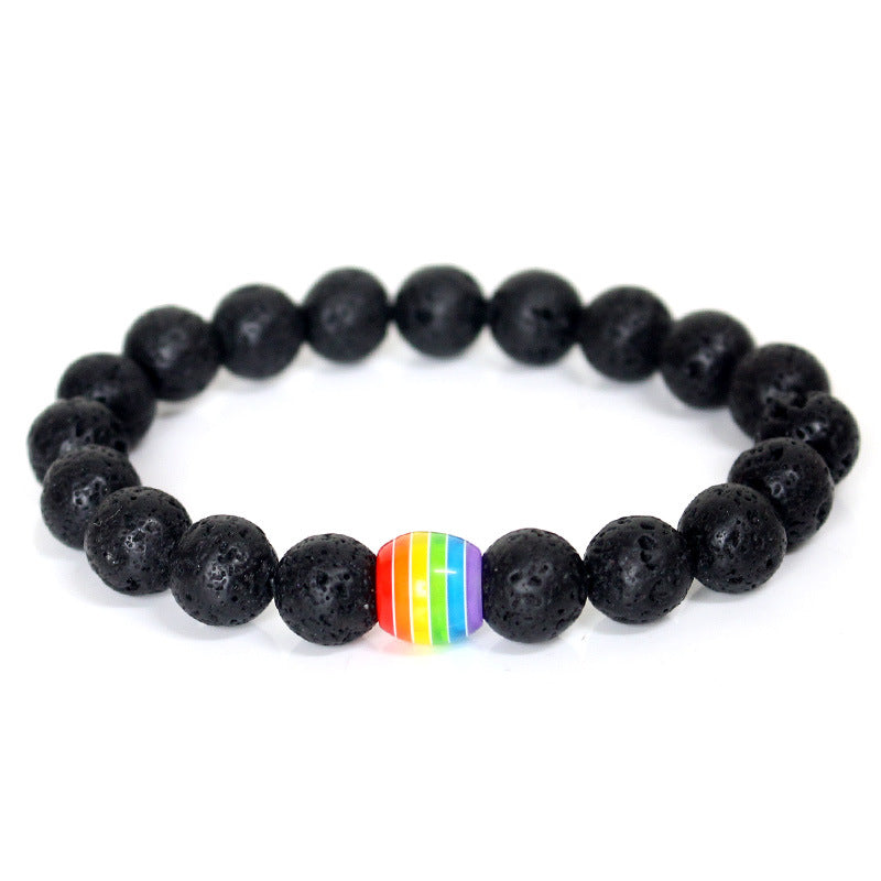 Regenbogen Perlenarmband Stolz Naturstein Strang Paar Armbänder
