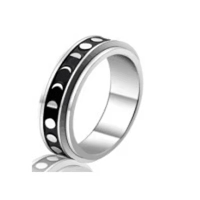 Stars And Moon Titanium Steel Rotatable Ring