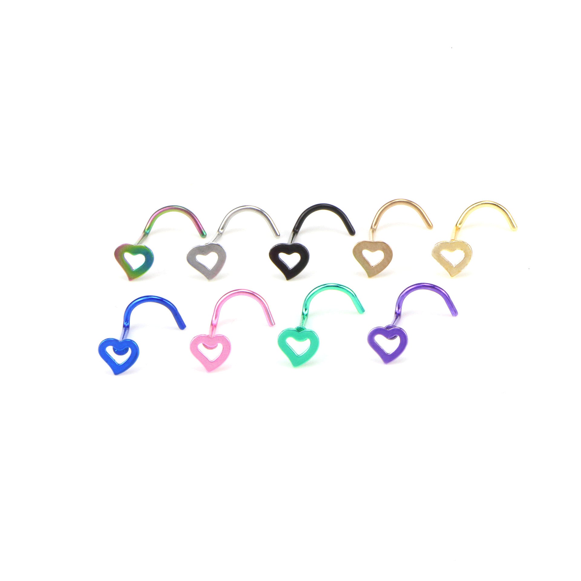 Pendientes de nariz de acero inoxidable curvados en forma de corazón