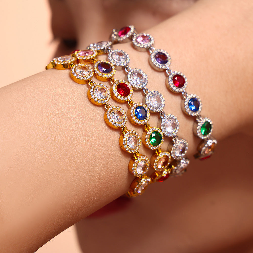 Pulsera de empalme de circonitas brillantes con diseño de amor, estilo europeo y americano, temperamento de lujo ligero