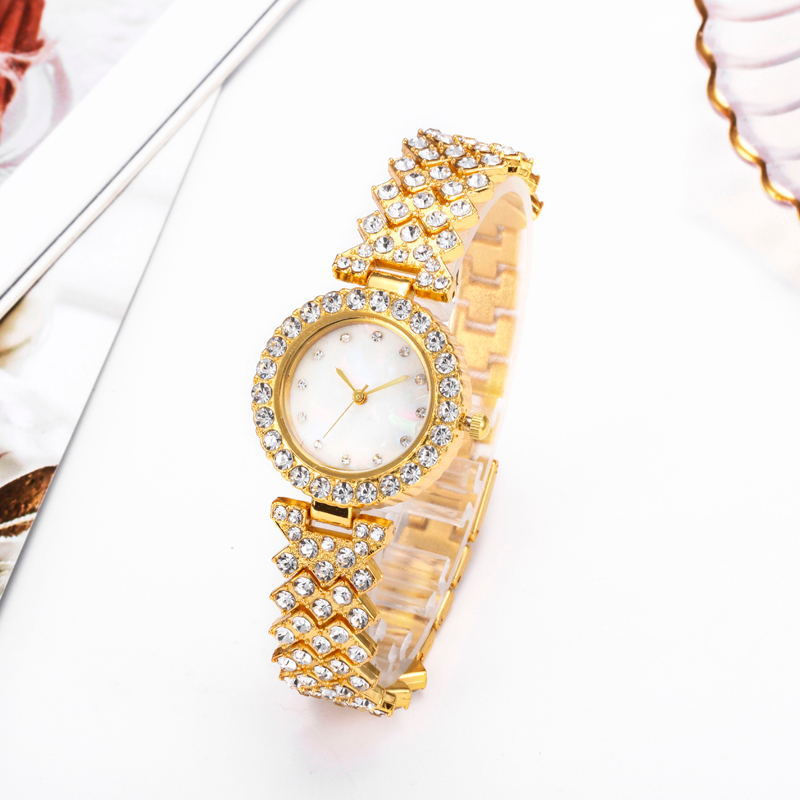 Reloj de cuarzo sencillo de aleación con diamantes para mujer