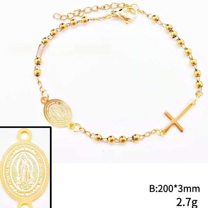 Stainless Steel Bead Cross Bracelet Jewelry Accessories