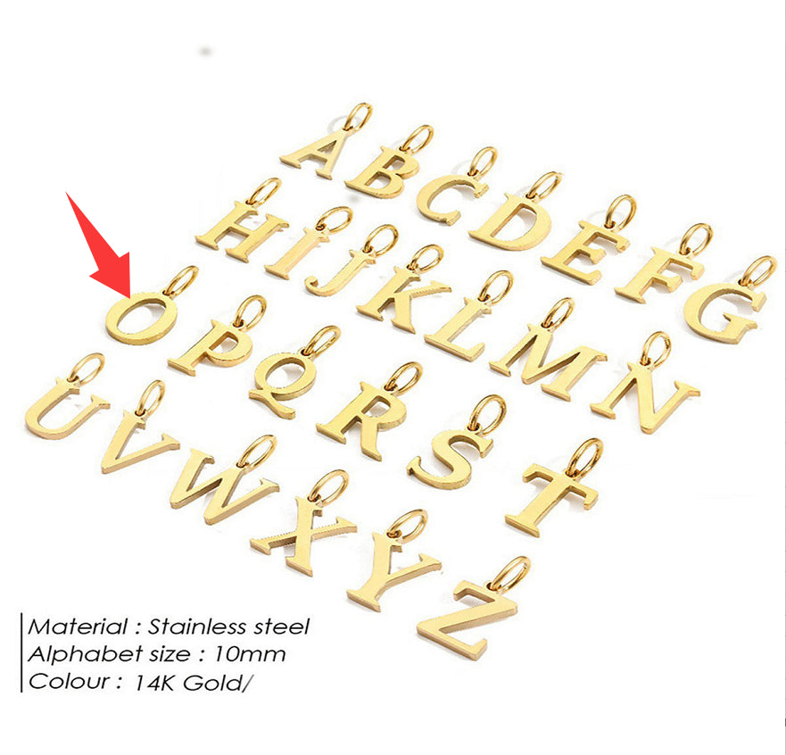 26-letter Hanging Stainless Steel Letter Necklace