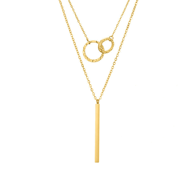 Geometrischer Anhänger, doppelreihige Edelstahlkette
