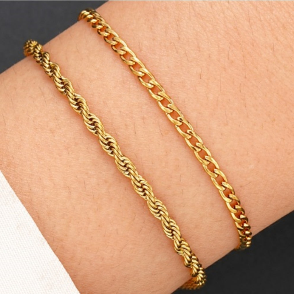 Edelstahl-Twist-Kettenarmband 2er-Set Mode