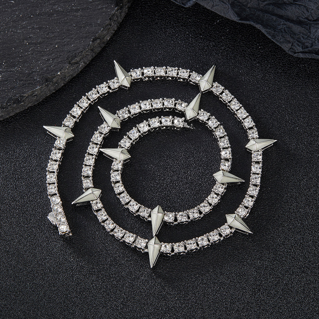 Alloy Diamond Hip Hop Rap Fluorescent Panther Necklace