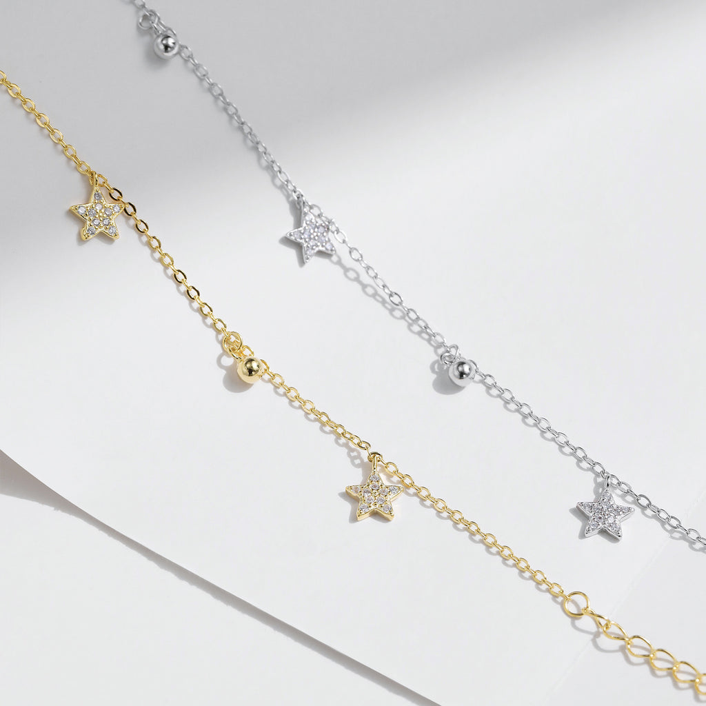 Chic Style Diamond Embedded Star Ball Pendant Bracelet