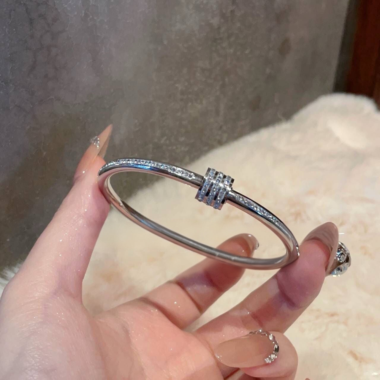 Titanium Steel Bracelet Korean Style Real Gold Plated 18K Gold Diamond Geometric Simple Stainless Steel