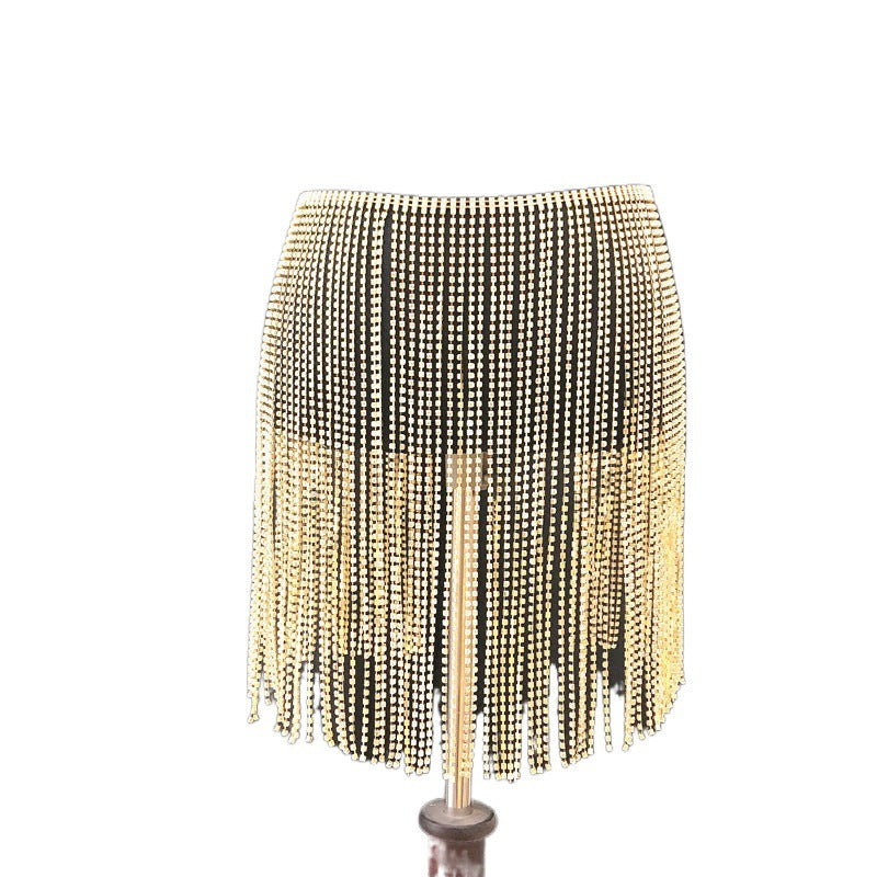 Falda de cadena de cintura con flecos de diamantes de imitación Sexy para mujer de discoteca con diamantes brillantes joyería para el cuerpo