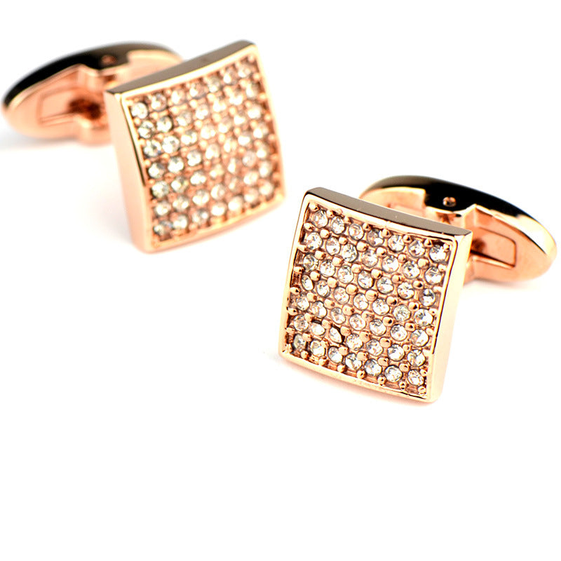 Gemelos de oro rosa "Full Diamond Precision" con diamantes blancos para puños franceses