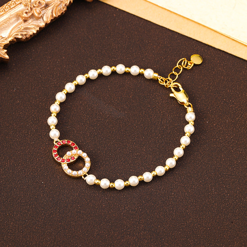 Schlichtes Temperament Öltröpfchenglasur Blumen Schmetterling Perlenarmband