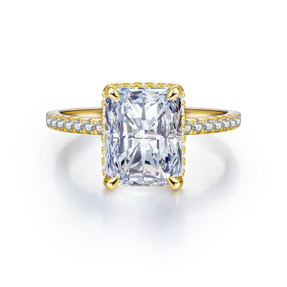 S925 Sterling Silberring Damen High Carbon Diamant