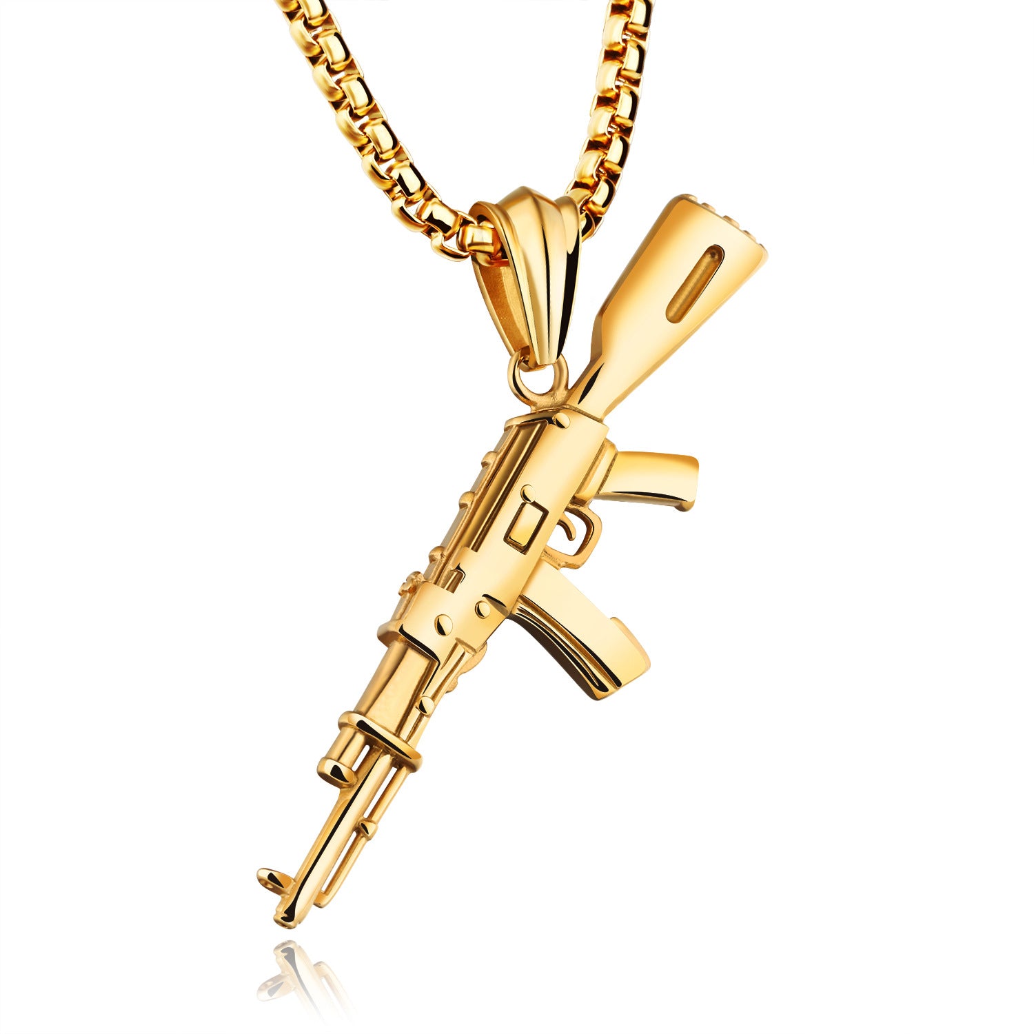 Herren AK47 Titanstahl Street Hip-Hop Dominante Edelstahl-Gewehrkette
