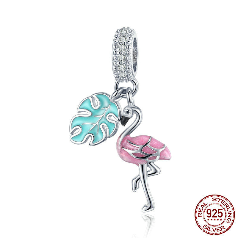 Flamingo Armband Zubehör aus Sterlingsilber mit losem Perlen-Design