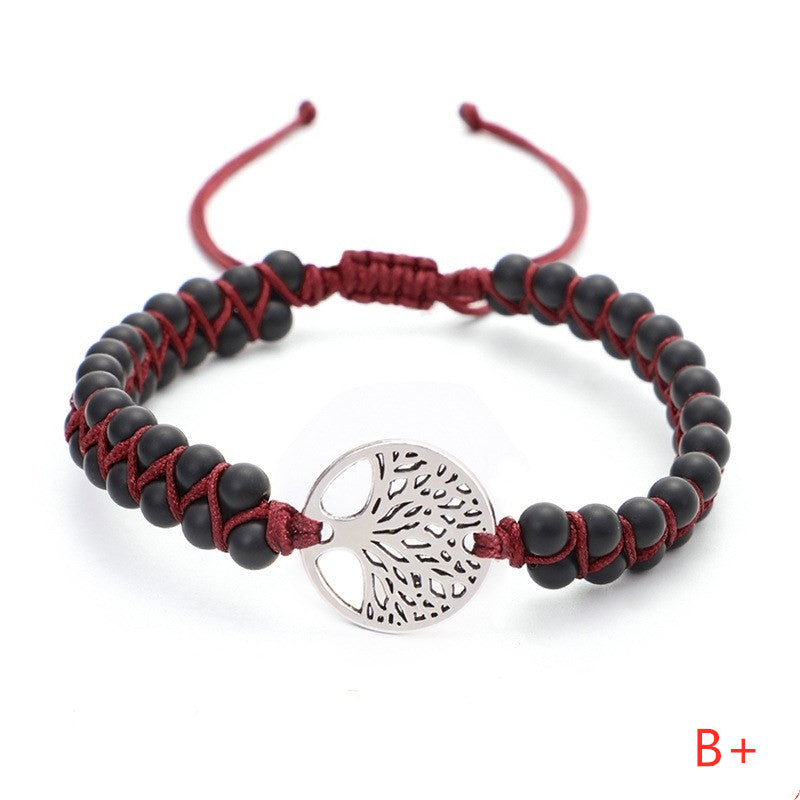 Armband mit doppeltem Lebensbaum und geflochtenem Garn