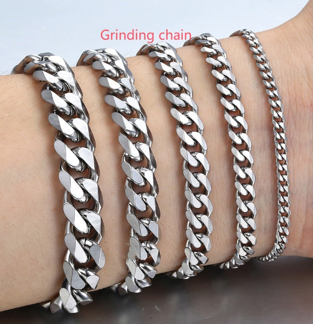 Pulsera de acero inoxidable para hombre y mujer, estilo hip hop, sencilla