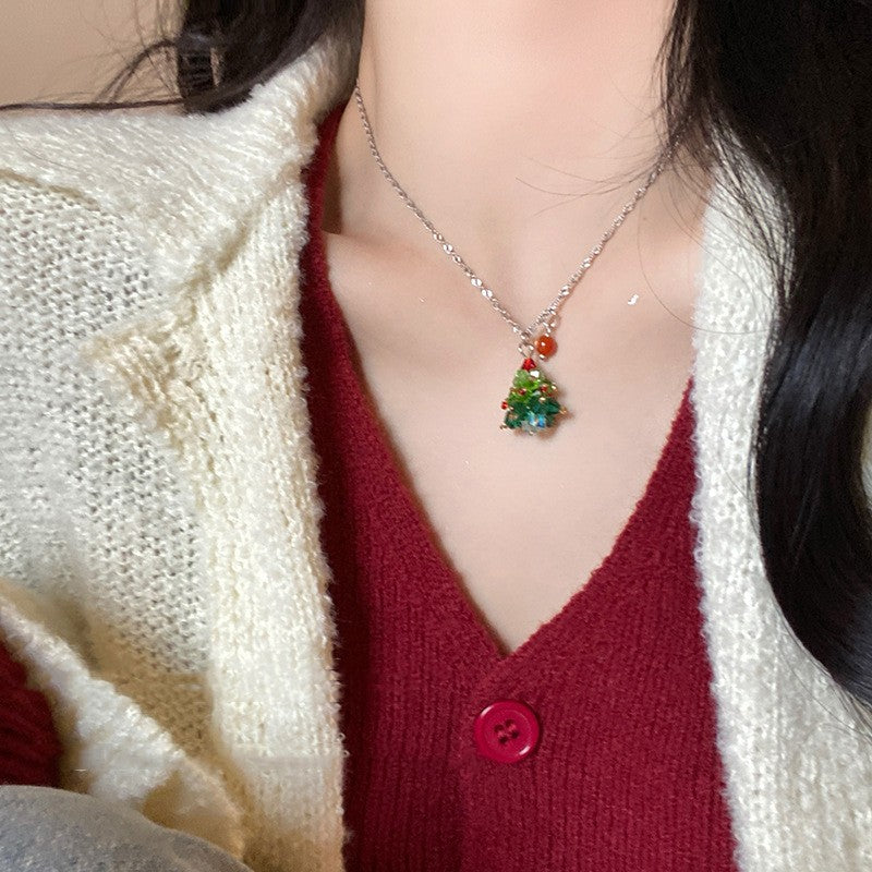 Collar colgante de árbol de Navidad para mujer