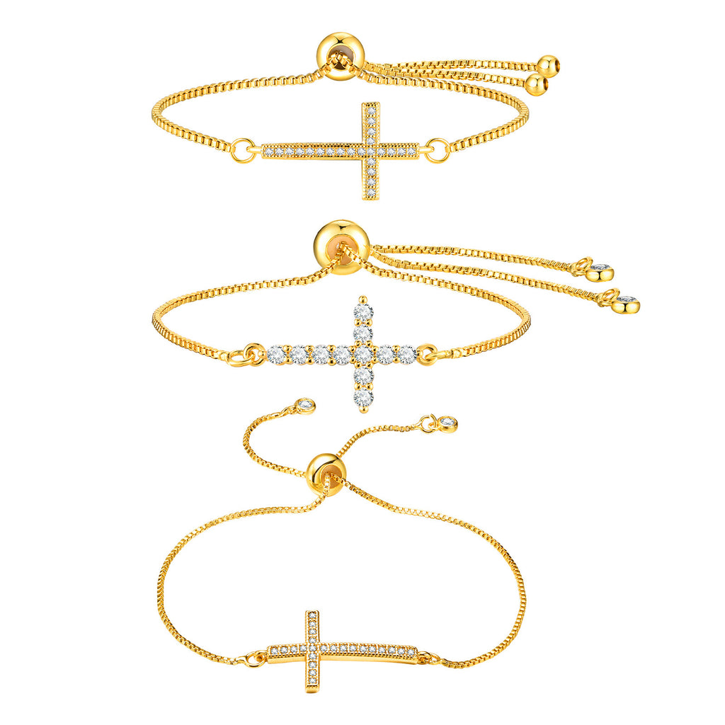 Damenmode Zirkon Kreuz Verstellbares Armband