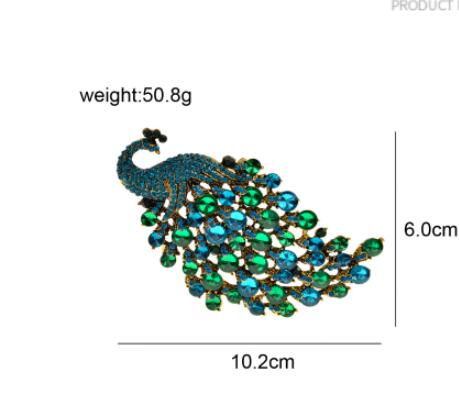 Broche Metálico de Pavo Real Colorido para Mujer