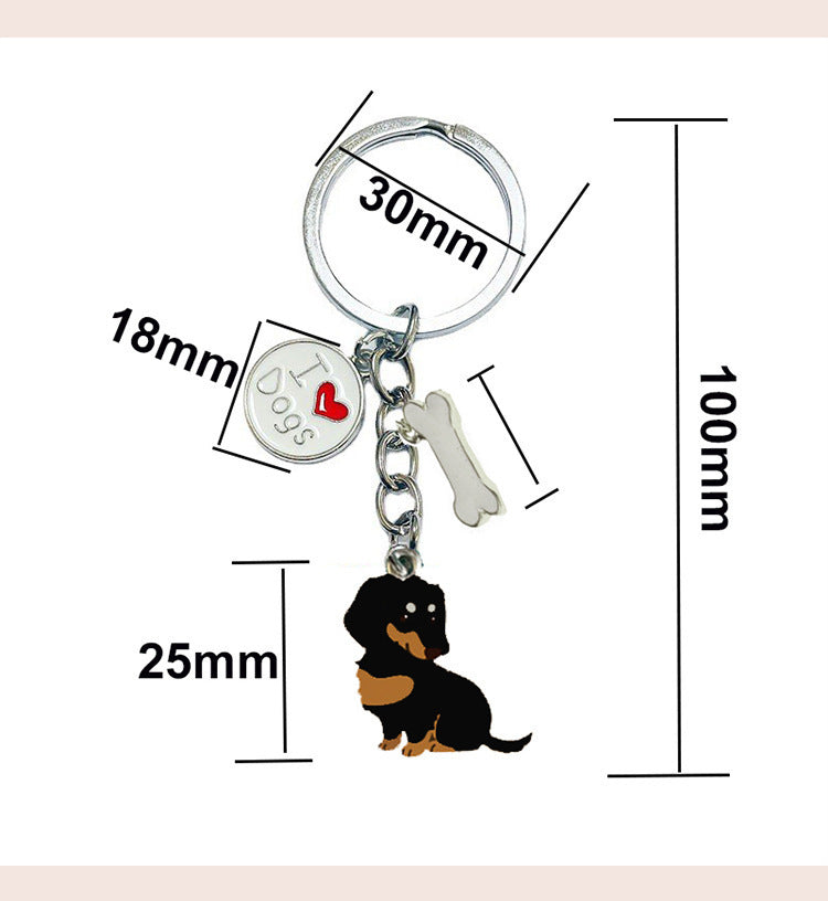 Llaveros de metal con forma de perro, estilo americano