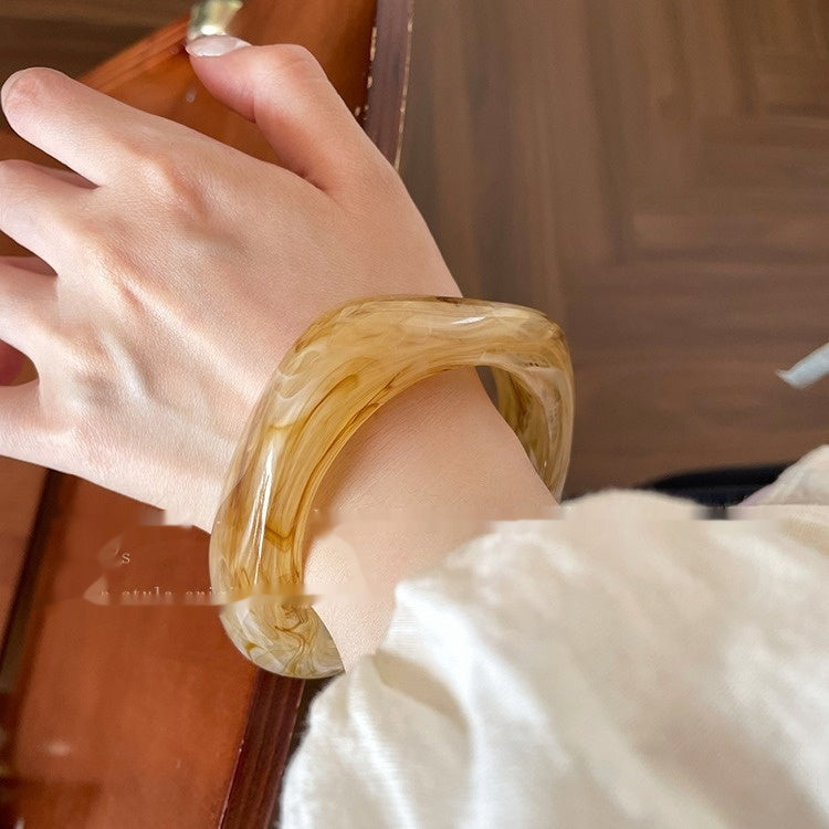 Irregular Wide-brimmed Acrylic Acetate Bracelet For Women