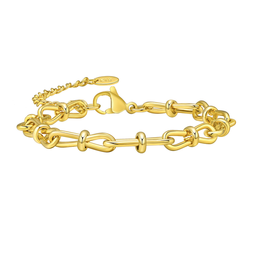 Pulsera de mujer sencilla de acero de titanio con cadena de lazo