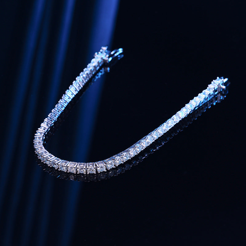 Moissanit Armband Tennis Kette 10 Punkte S925 Sterling Silber