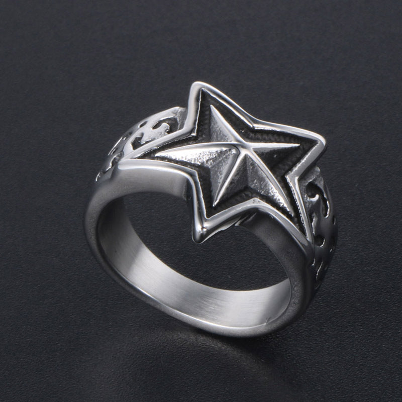 Edelstahlring Herren und Damen Stern-Schmuck