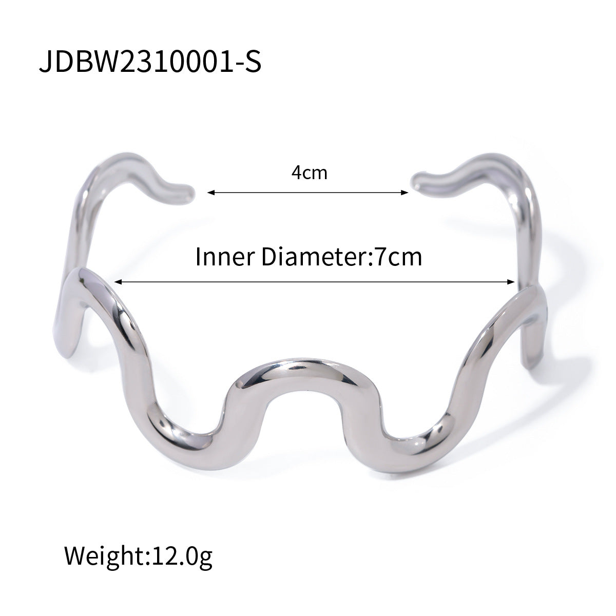 Stainless Steel Irregular Texture Spherical Open-ended Bracelet
