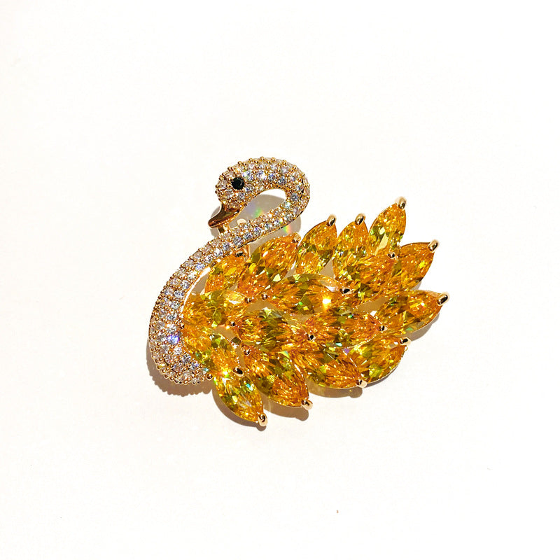 Zirkon-Schwanenbrosche Luxus-Kristall-Vintage-Korsage