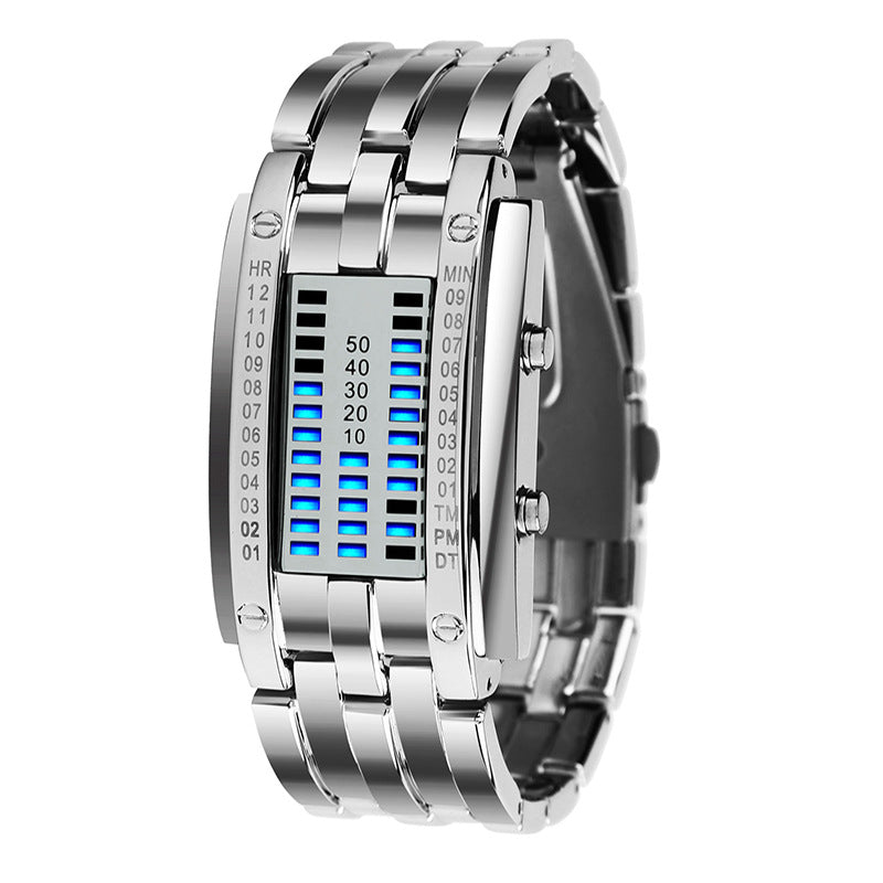 Doppelreihige helle binäre LED-Elektronik-Armbanduhr für Herren und Damen im Retro-Stil für Studenten