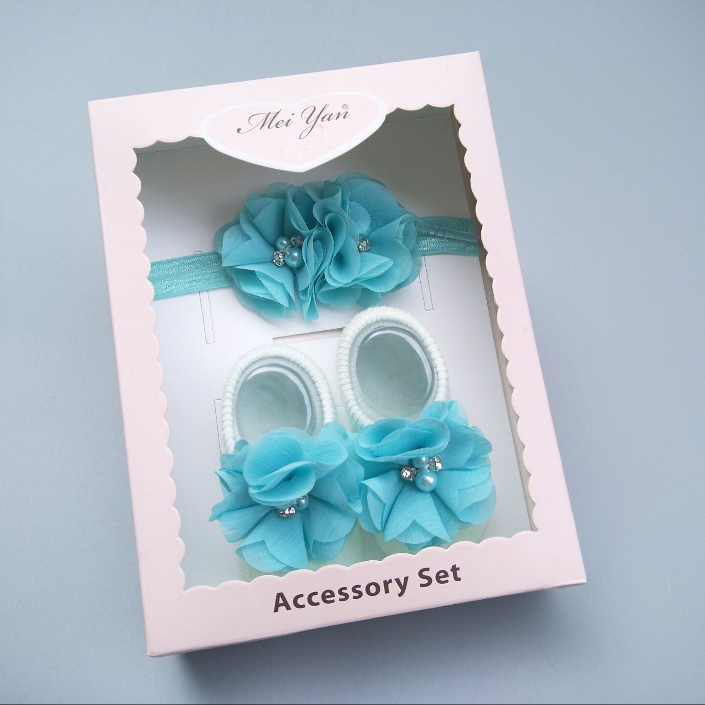 Caja de regalo de calcetines y diadema para bebé niña