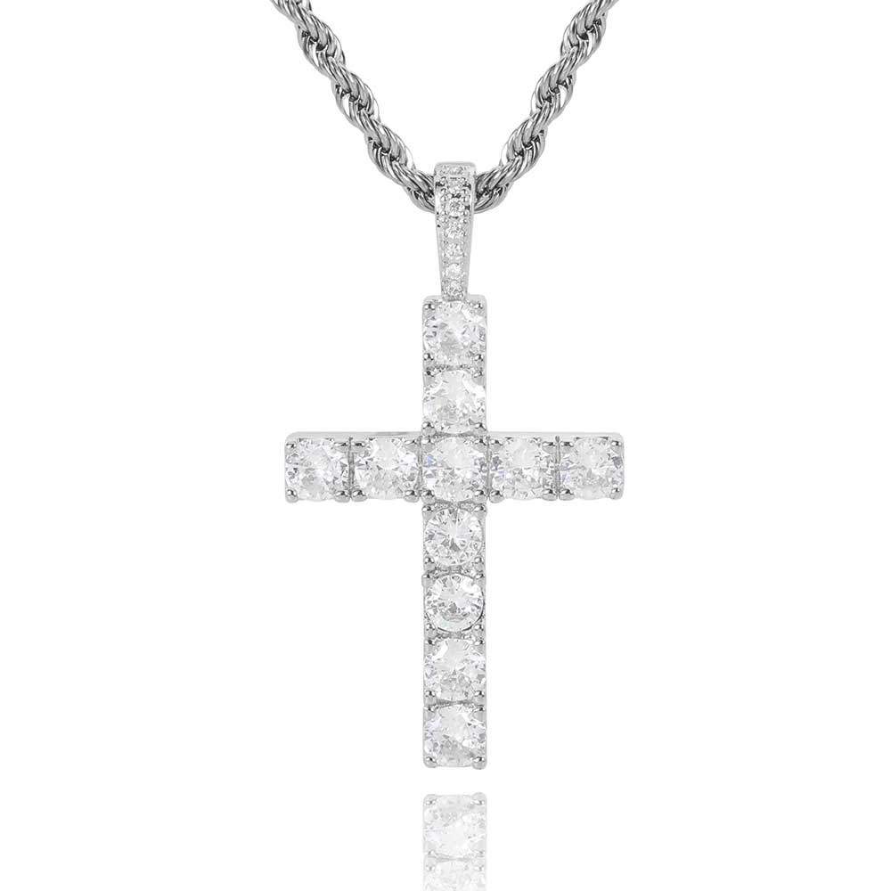 Massiver großer Kreuzanhänger Mikro-besetztes Hip-Hop-Collier