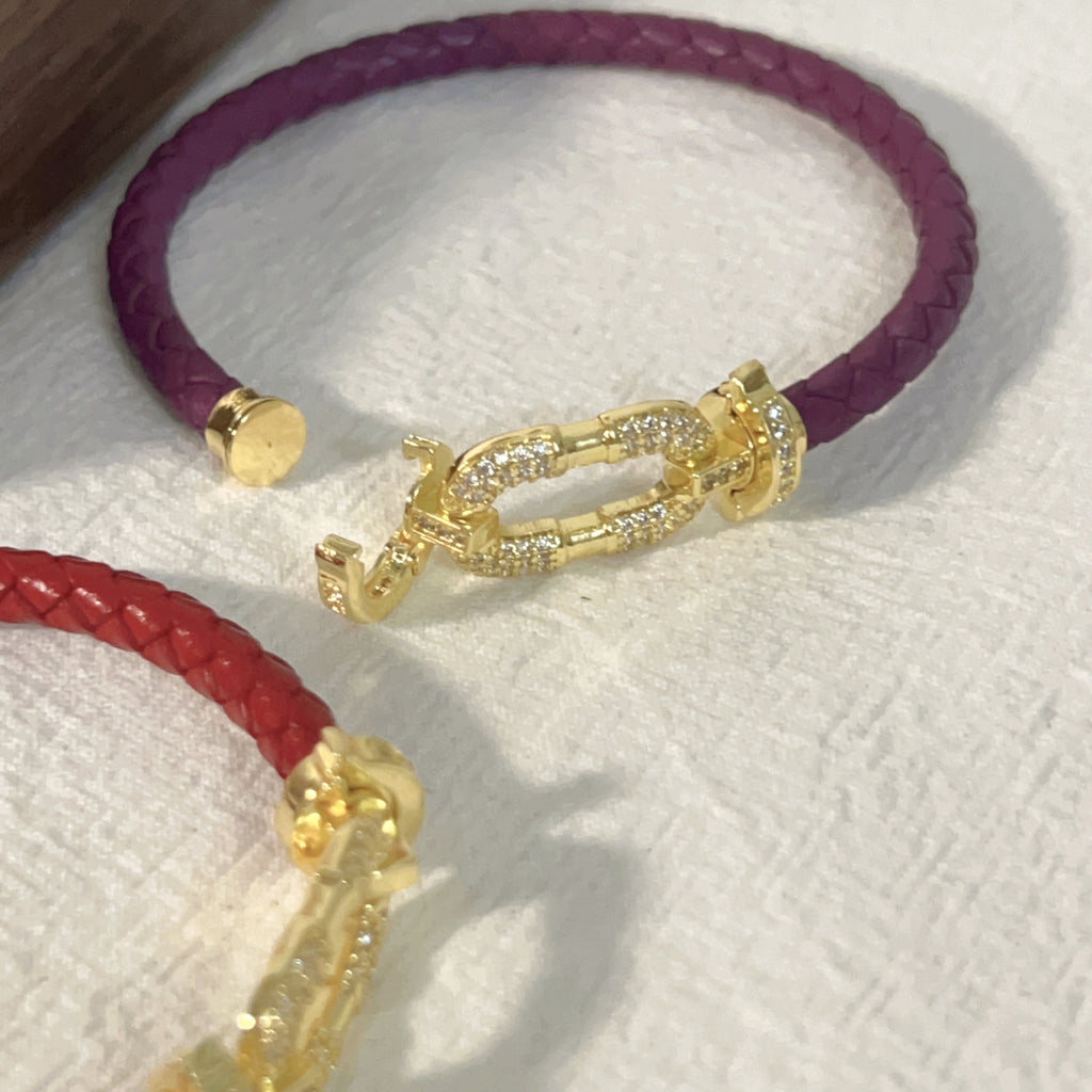 18K Gold Copper Micro-inlaid Vachette Clasp Red Rope Bracelet