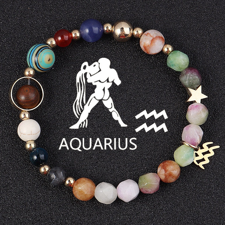 Twelve Constellation Constellation Bracelet Natural Stone Cut Color