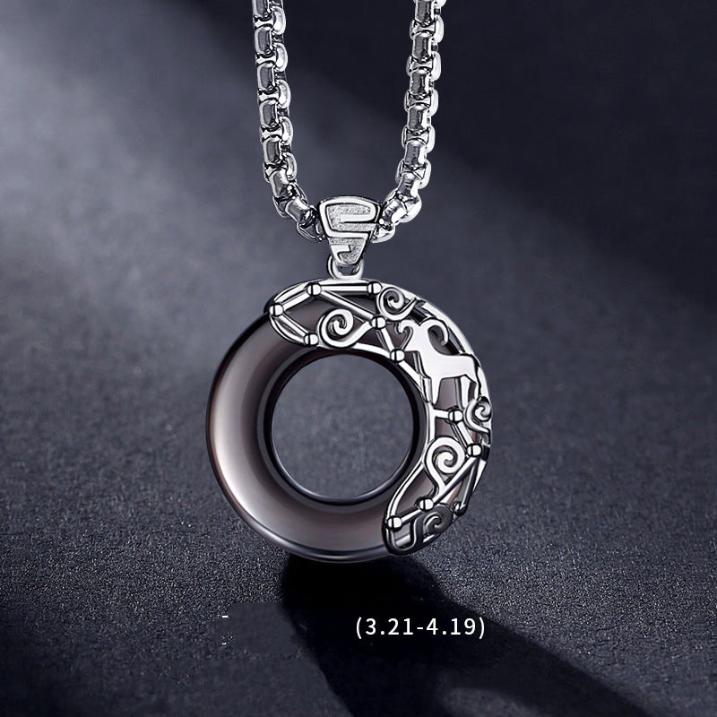 Sternzeichen Kette Herren Hip Hop Obsidian