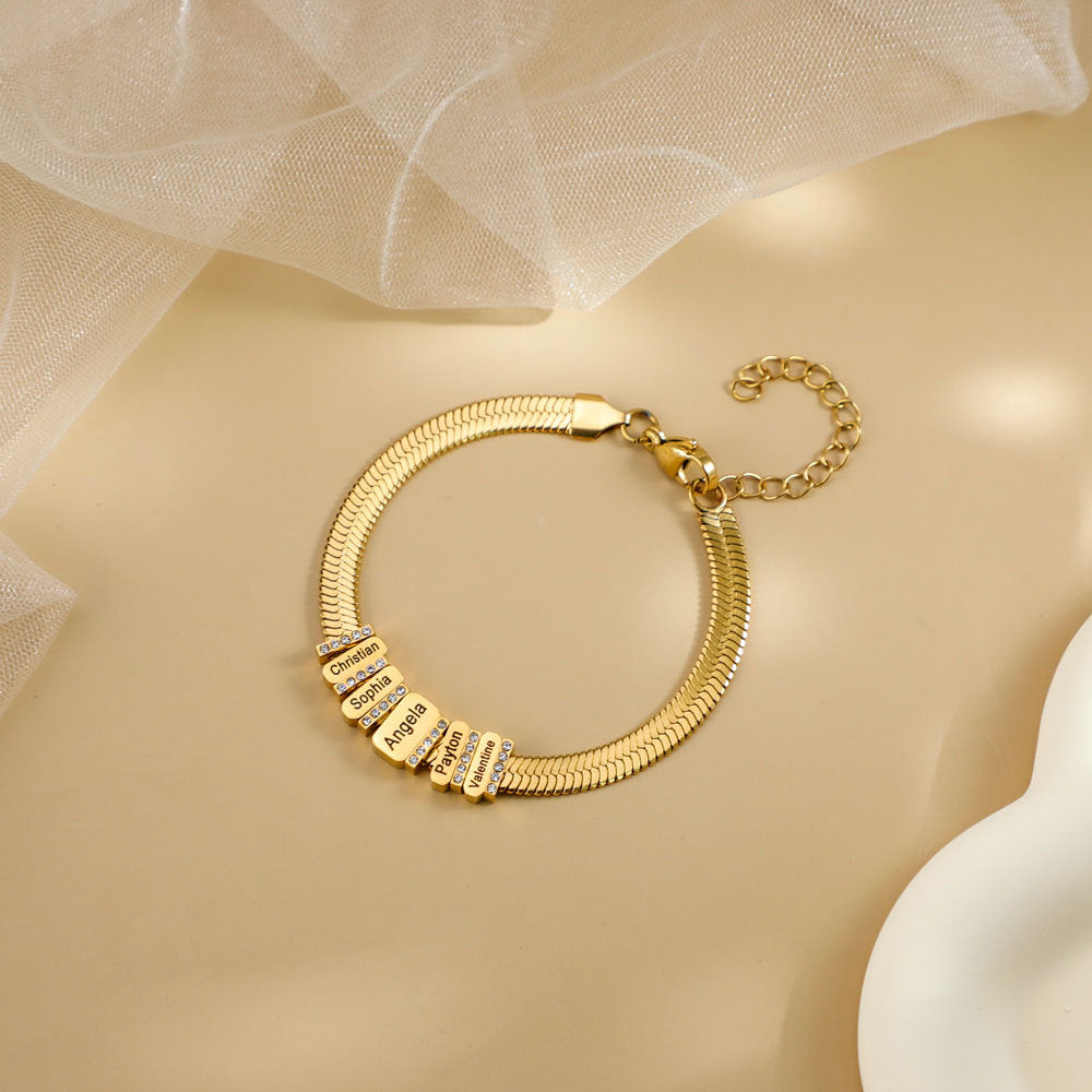 Pulsera con nombres personalizados Pulsera de acero inoxidable Pulsera personalizada Regalo de joyas para madre padre novia novio