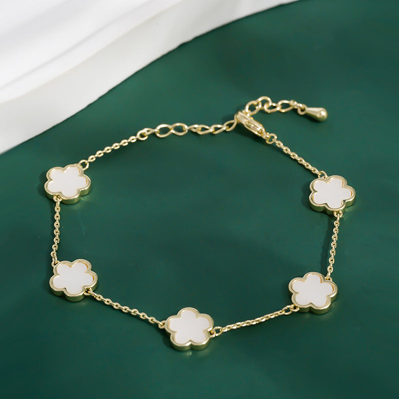 Echt vergoldetes Fünf-Blüten-Armband für Frauen