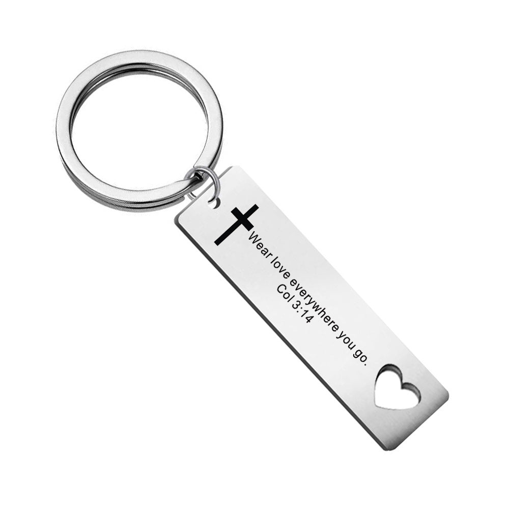 Llavero de acero inoxidable con forma de corazón para medicamentos