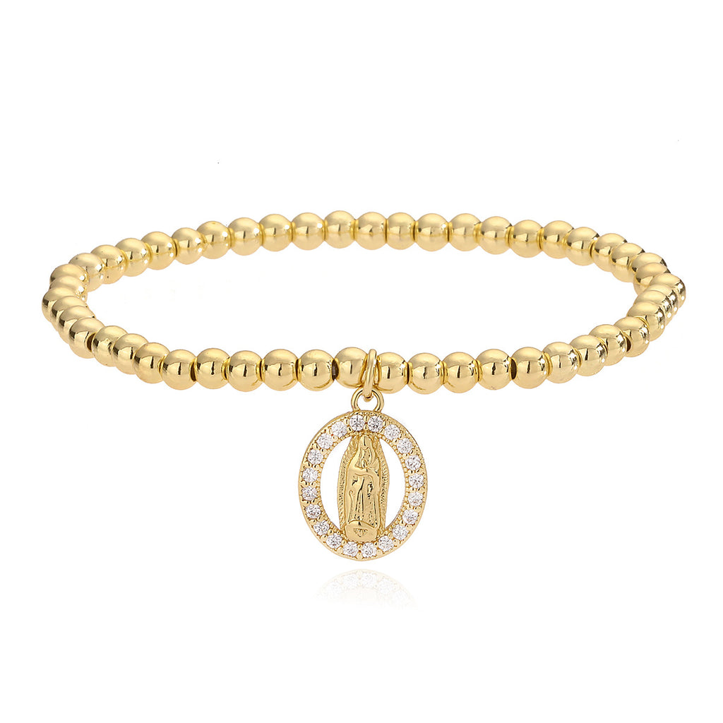 Pulsera con colgante de cruz de María, circonitas incrustadas, personalidad de nicho europeo y americano australiano