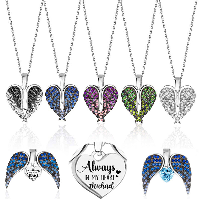 Collar Colgante Corazón Alas de Ángel para Mujer