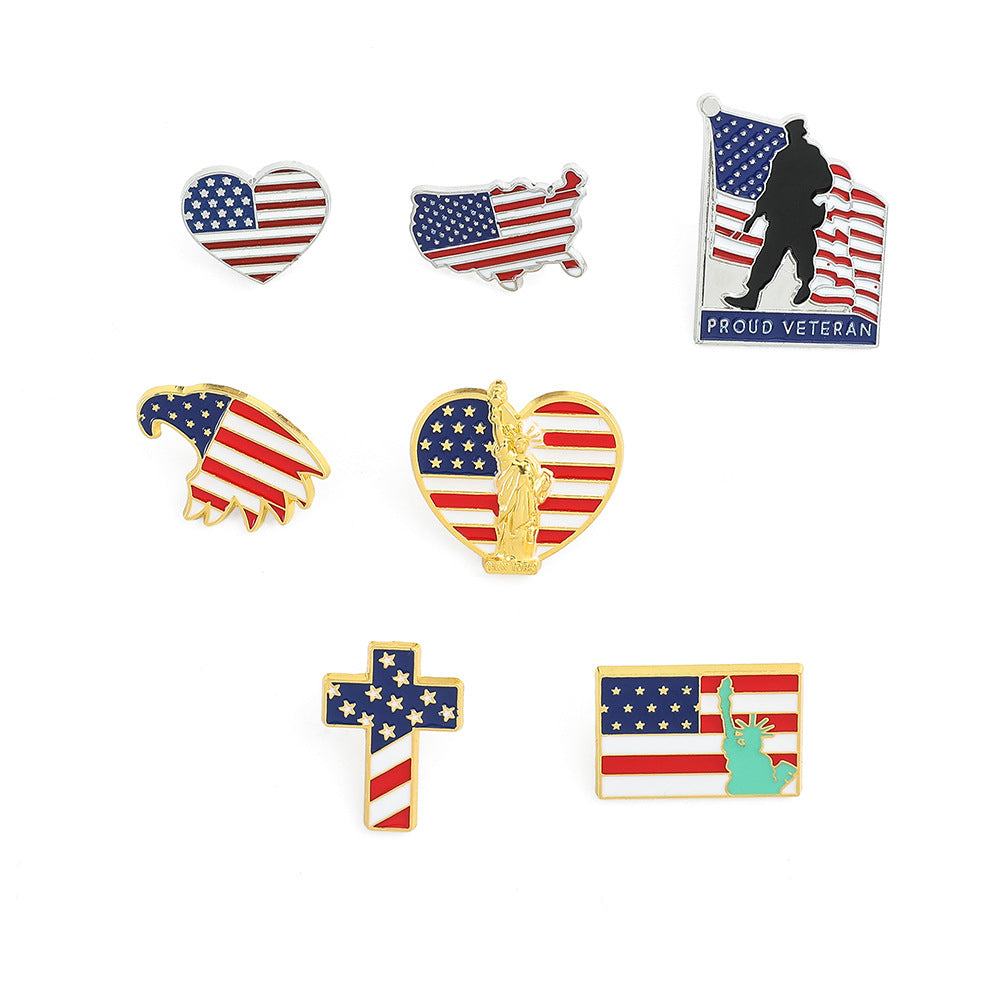 Serie Bandera Estadounidense, Insignia de Oro con la Letra M, Broche de Aleación para el Día de la Independencia