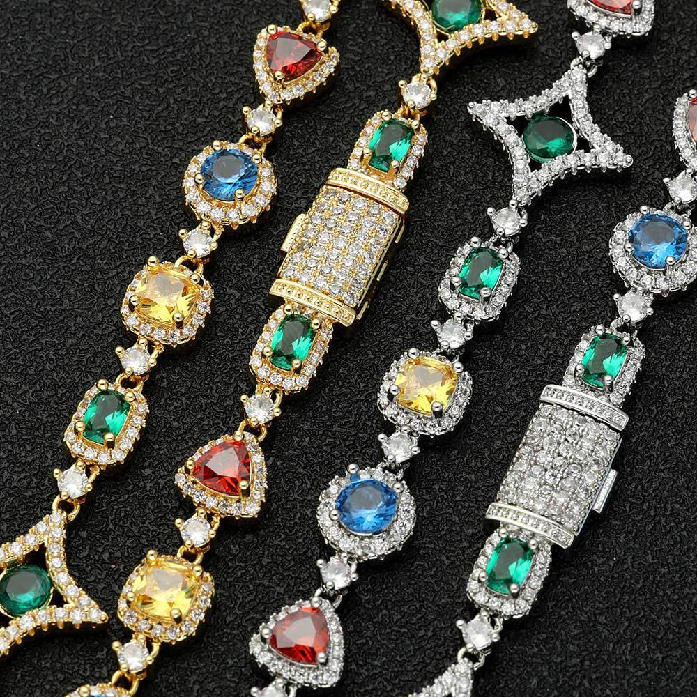 Jewelry Ornament Hip Hop Color Gemstone Necklace Bracelet