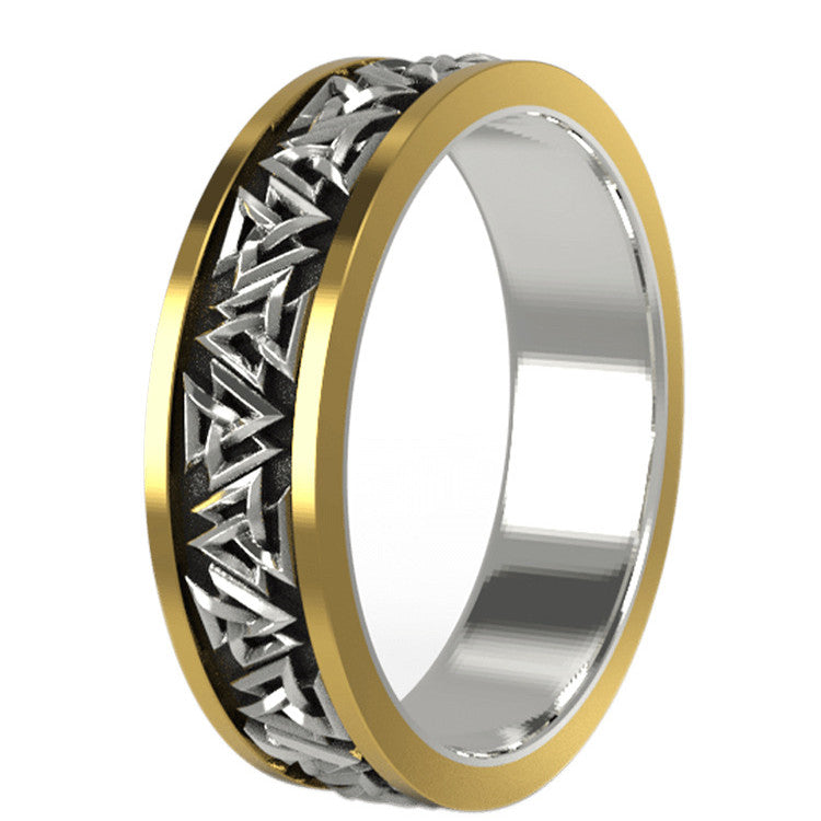 Conjunto Anillo Bronce Vikingo Plata Nudo Hombre