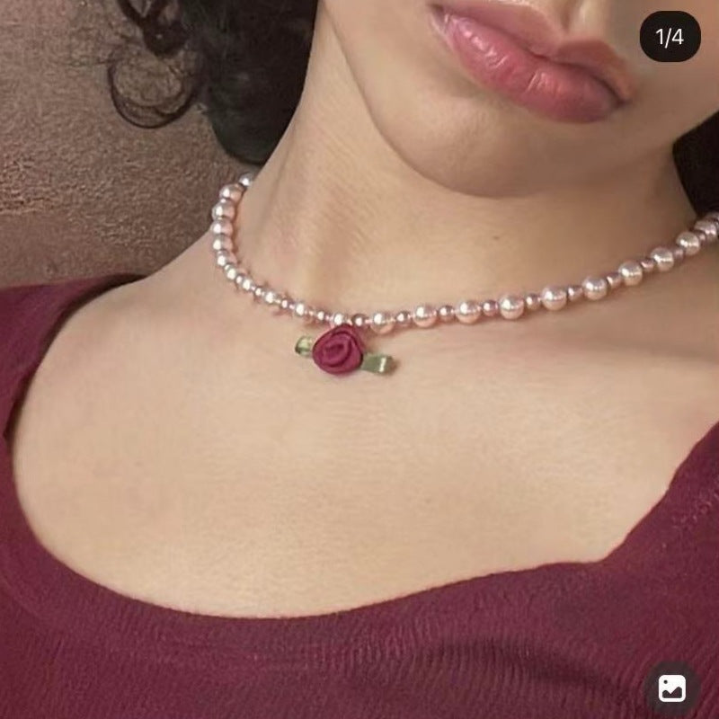 Blumen-Choker-Perlenkette Anmutig Mori Süße Schlüsselbeinkette Damen