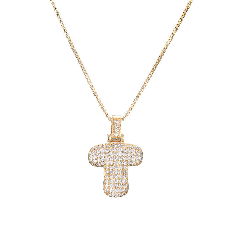 Schlüsselbeinkette Kupfer Mikro-intarsierte Zirkon 26 Buchstaben-Anhänger-Halskette für Frauen Geburtstag Schmuck Geschenke