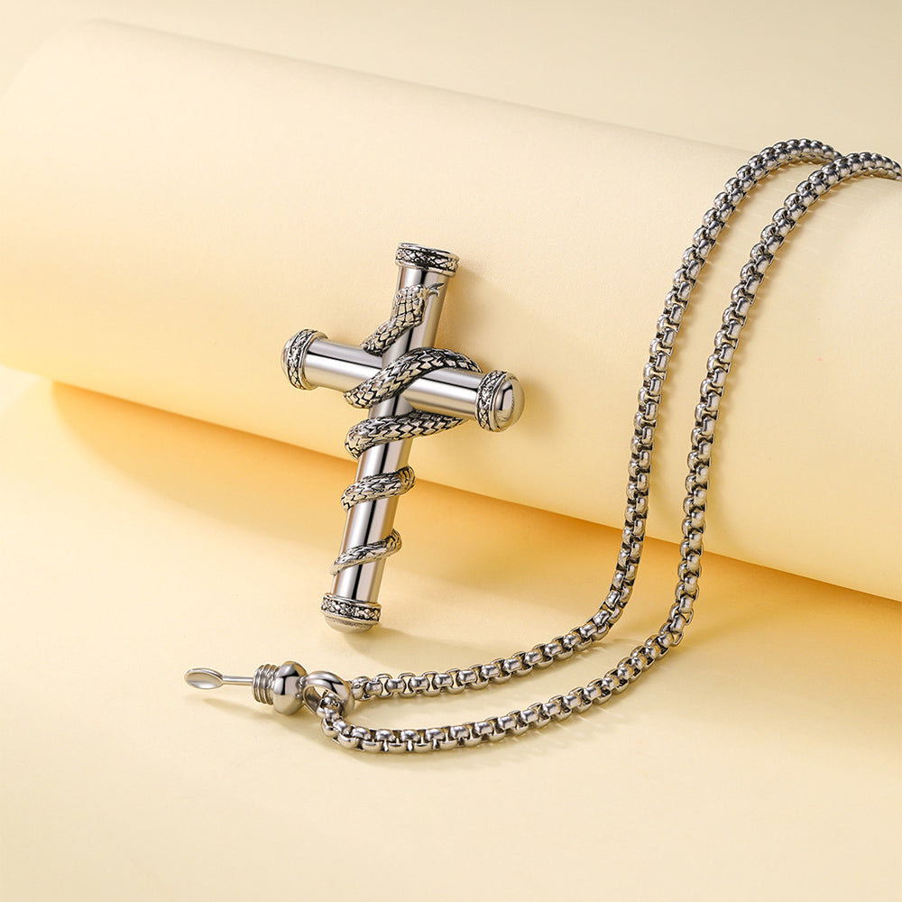 Collar de serpiente con cruz desmontable de oro de 18 quilates, cadena de clavícula de moda, collar conmemorativo para el Día de San Valentín