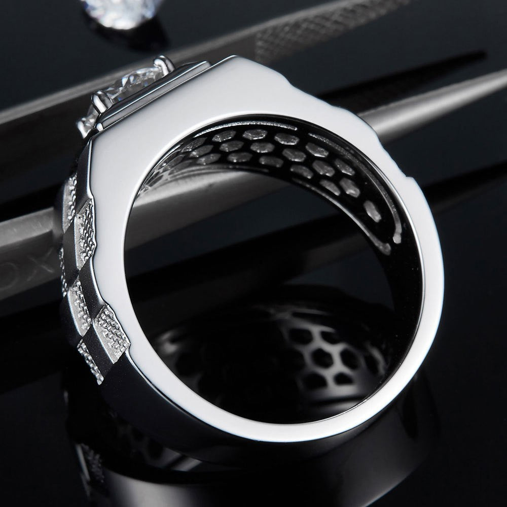 Anillo de Moissanita y Diamante Simple para Hombre